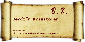 Berán Krisztofer névjegykártya