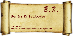 Berán Krisztofer névjegykártya